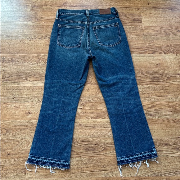 Madewell Dark Blue Flare Jeans with Frayed Hem - Picture 7 of 9